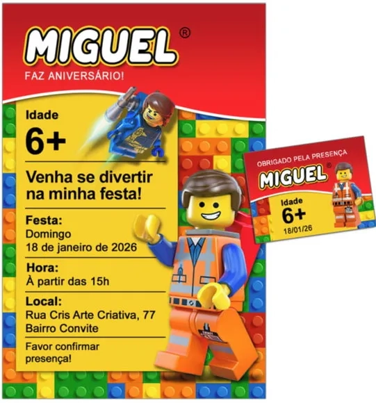 Convite Digital C/tag Lego 2