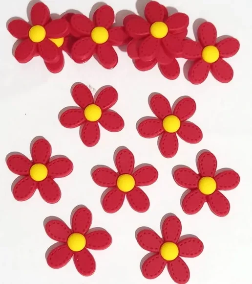 Aplique Flor Vermelha Emborrachado - 8 Unidades
