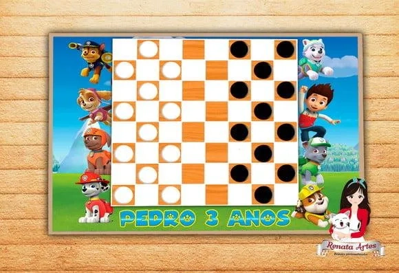 Jogo de Damas Personalizado Patrulha Canina
