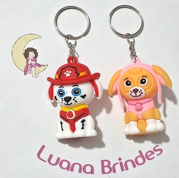 Chaveiros 3d Patrulha Canina 6cm Emborrachado 2 Unidades