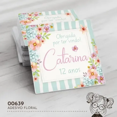 Adesivo Quadrado Floral - 00639