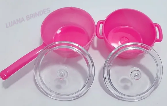 Kit Panelinhas Rosa Choque de acrílico c/tampa-pct c/4 Kits