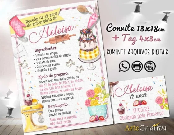 Convite Digital C/tag Confeiteira Receita