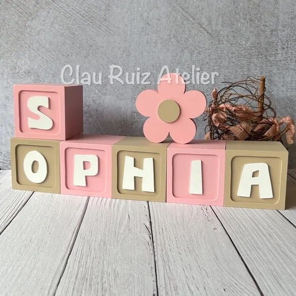 Candy Colors - Cubos 8x8cm Ts + Flor Decoração Infantil