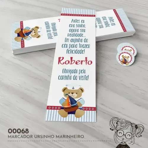 Marcador de Livro Ursinho Marinheiro - 00068