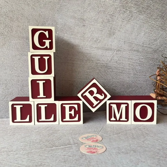 Nome com Moldura Cubos 6x6 Decoração Bebê e Criança