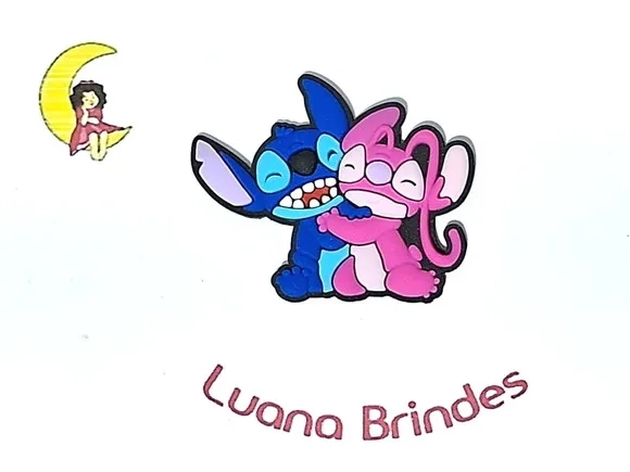 Aplique Stitch e Angel Emborrachado Pacote com 6 Unidades