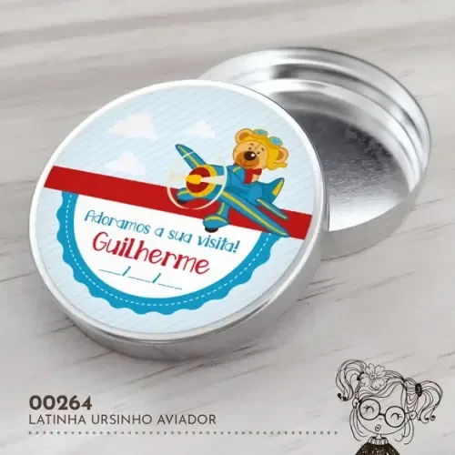 Latinha Adesivada Ursinho Aviador - 00264