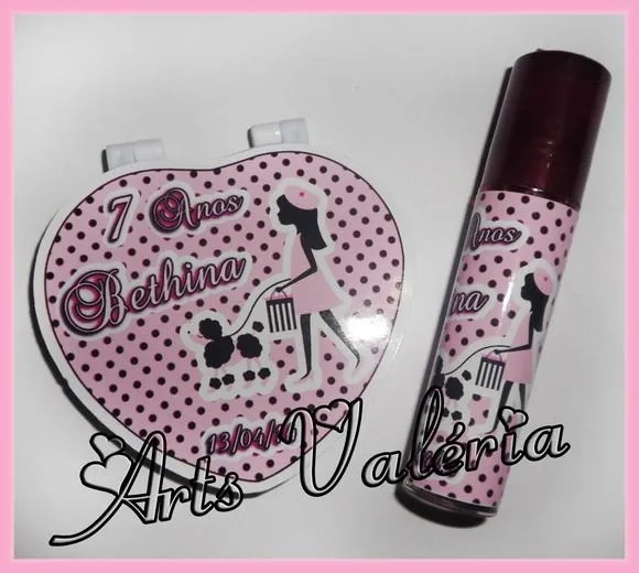 Kit Espelho Coração e Brilho Labial