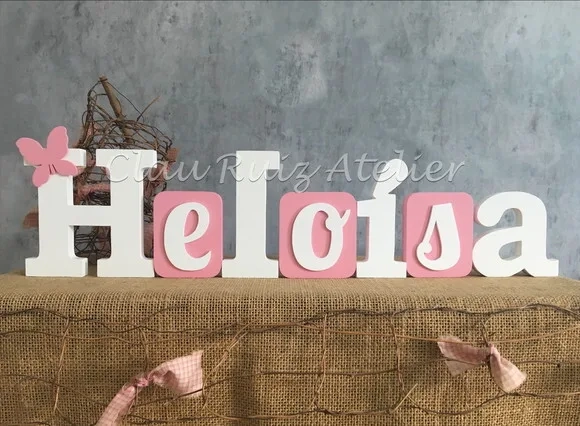 Letras de MDF em Bloco Com Borboleta