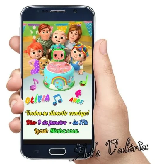 Convite Digital Cocomelon para WhatsApp