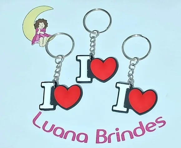 Chaveiro I Love Emborrachado Pacote com 6 Undiades