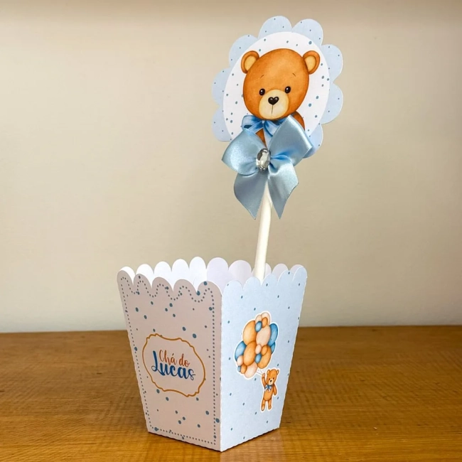 PEGUE E MONTE - Centro de Mesa CHA DE BEBE URSINHO AZUL - Decoração de Festa | Lembrancinhas | Aniversário | Personalizados
