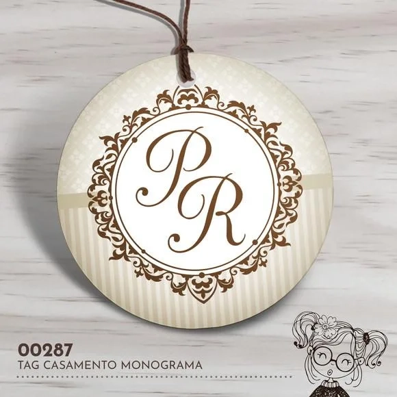 Tag Redonda Casamento Monograma - 00287