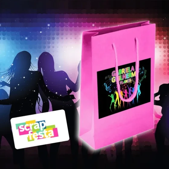 Sacolinha Papel Personalizada Festa Aniversário Balada Neon