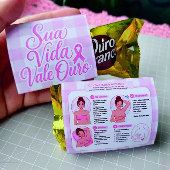 Embalagem para Bombom Outubro Rosa - Enviado Desmontado