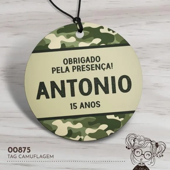 Tag Redonda Camuflagem - 00875