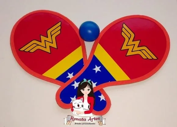 Raquetes de Ping Pong Tema Mulher Maravilha