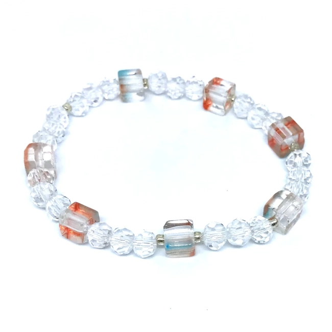 Conjunto Exclusivo de Pulseira e Brincos com Cristais Dadinho e Facetado
