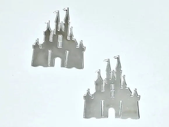 Apliques Castelo de Acrílico Espelhado 5cm Pacotes com 4 Uni