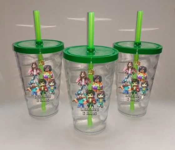 Copo com Canudo 500ml Minecraft Filme