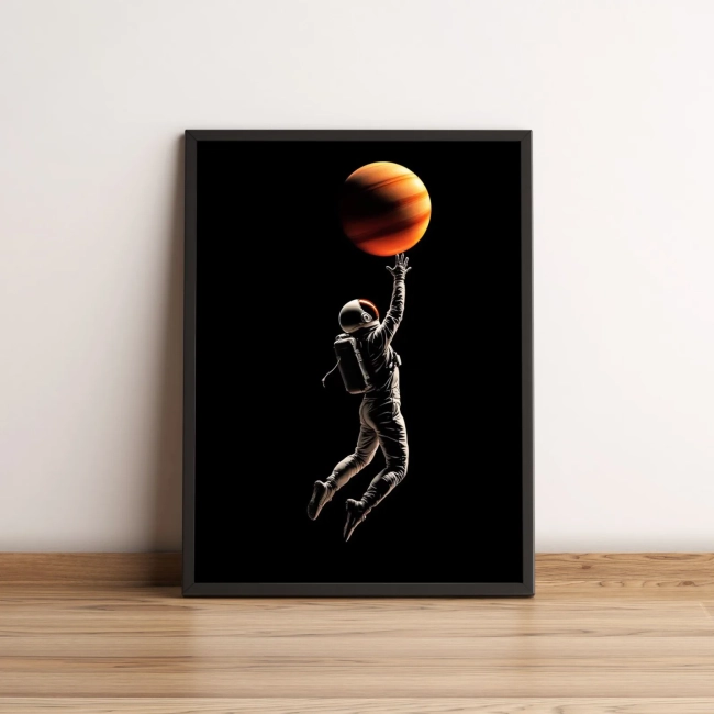 Quadro Astronauta Alcançando Planeta no Espaço 2621