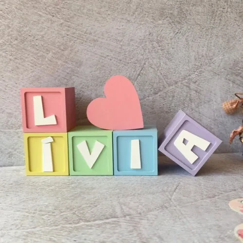 Coração - Decoração Bebê - Cubos 6x6cm Candy Ts