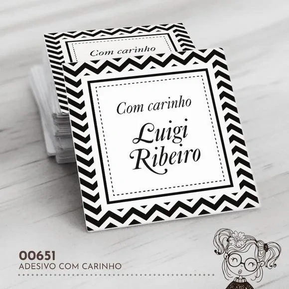 Adesivo Quadrado com Carinho - 00651
