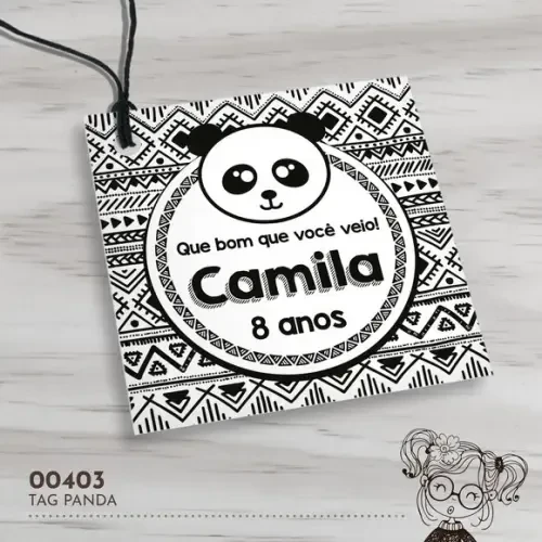 Tag Quadrada Panda - 00403