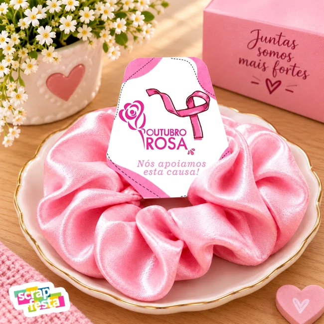 Xuxinha de Cetim Outubro Rosa Brinde Conscientização