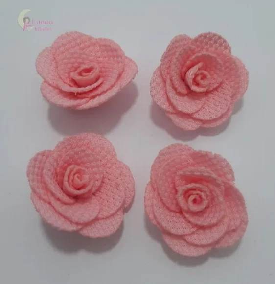 Flor Rosa Claro de tecido - 3cm - pct c/6 unidades