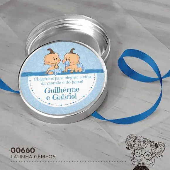 Latinha Adesivada Nascimento Gêmeos - 00660