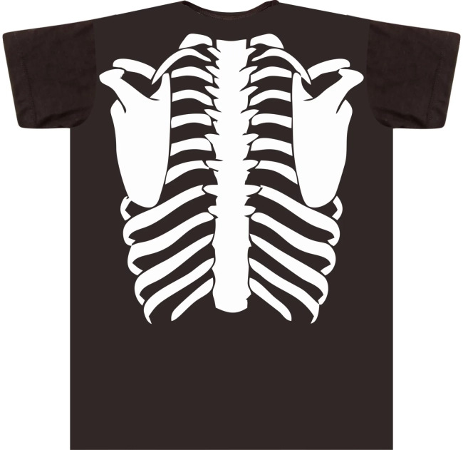 Camiseta Infantil Fantasia Esqueleto Anatomia Caixa Torácica