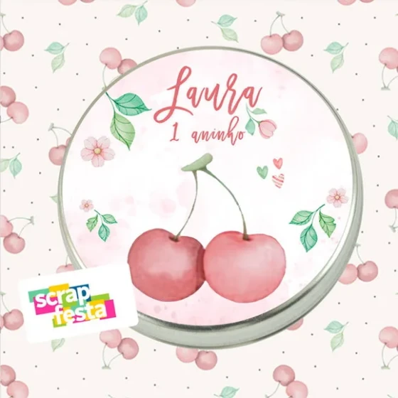 Latinha Personalizada Festa Cerejinha Aquarela