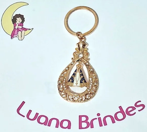 Chaveiro Nossa Senhora Dourado com Strass 1 Peça