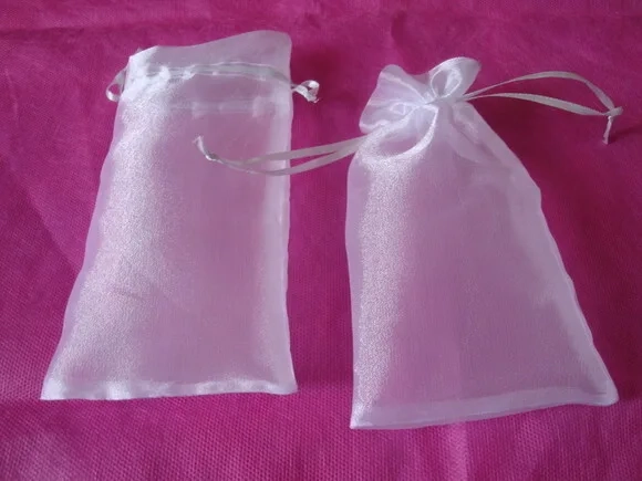 Saquinho Organza Cristal Azul com Fita 7x10cm