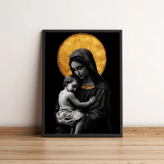 Quadro Nossa Senhora com Menino Jesus e Dourado 2586