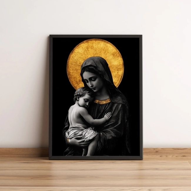 Quadro Nossa Senhora com Menino Jesus e Dourado 2586