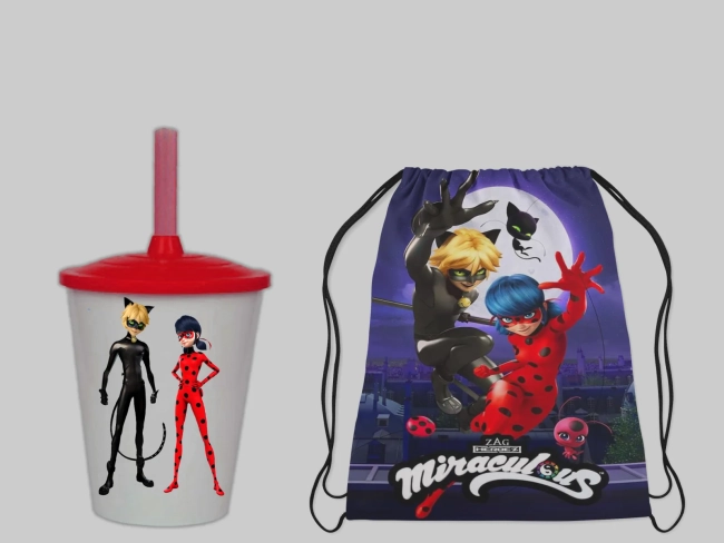 Kit Mochila e Copo Twister personalizado Miraculus