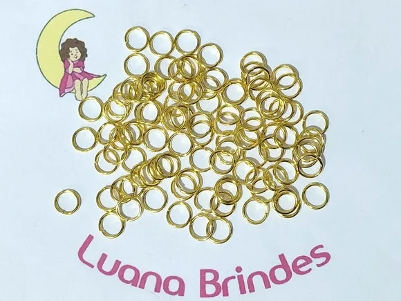 Elo 7mm Dourado para Pingente ou Chaveiro 100 Unidades