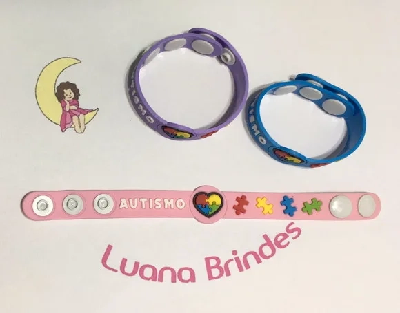 Pulseira Adulto Modelo Autismo 22cm Emborrachado Pct 3 Unids