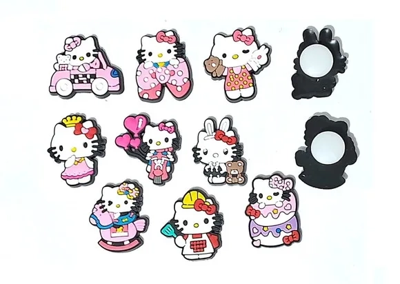 Adaptador P/crocs Hello Kitty Emborrachado Pacote C/9 Peças