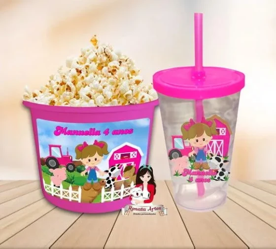 Kit Cinema Personalizado Fazendinha Rosa