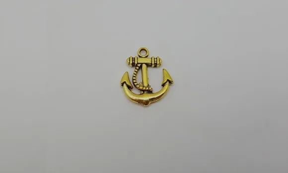 Pingente Âncora de Metal Dourado de 2,3cm Pacote com 10 Peça