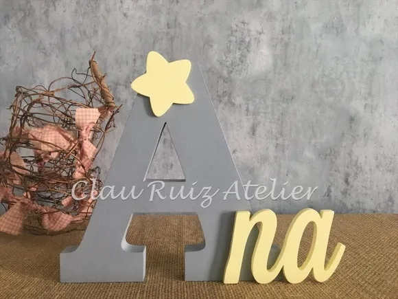 Letras Decorativas em MDF PERSONALIZADO 18cm ESTRELA