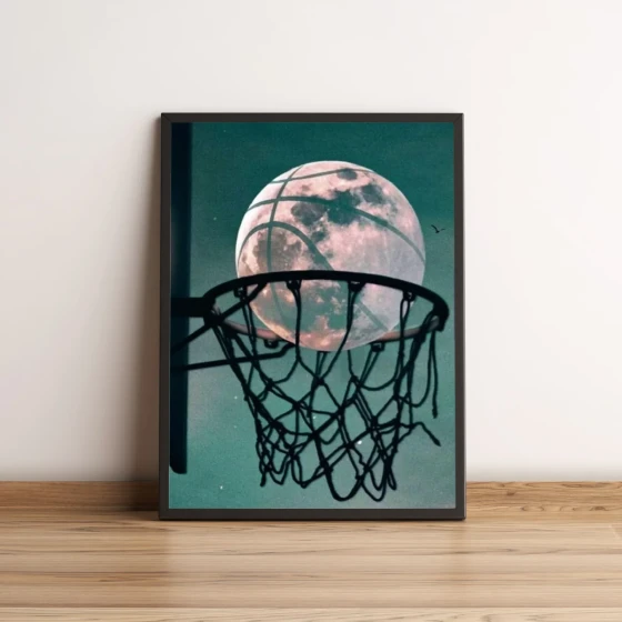 Quadro Lua na Cesta de Basquete 11