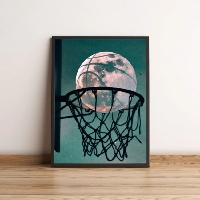 Quadro Lua na Cesta de Basquete 11