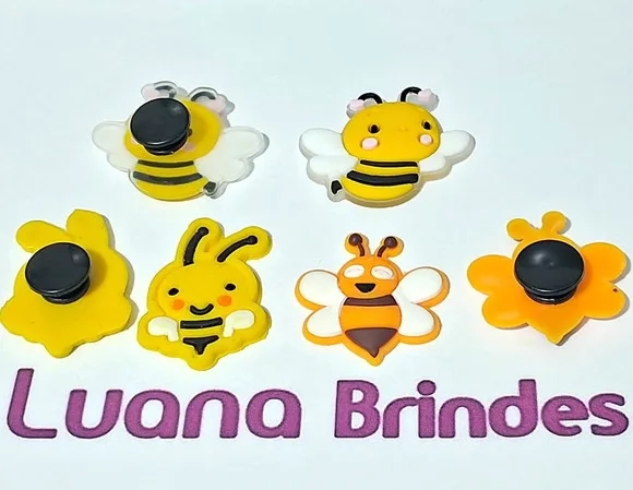 Pins para Crocs Abelhas Emborrachadas Pacotes com 6 Unidades