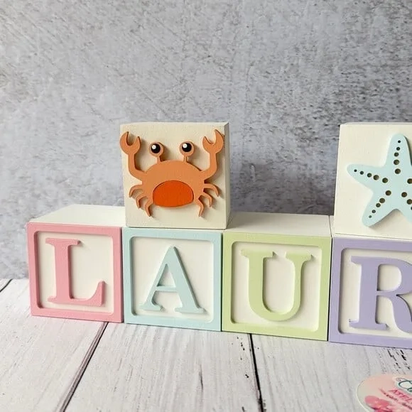 Fundo do Mar Tons Pastel Cubos 6x6cm Ts- Decoração Bebê