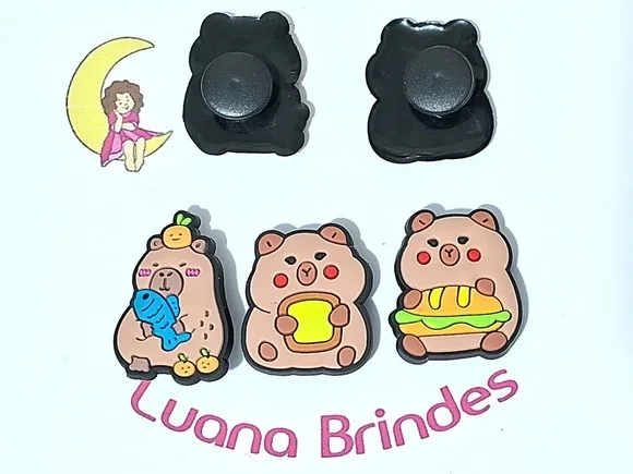 Pins de Crocs Capivara Emborrachada Pacotes com 6 Unidades